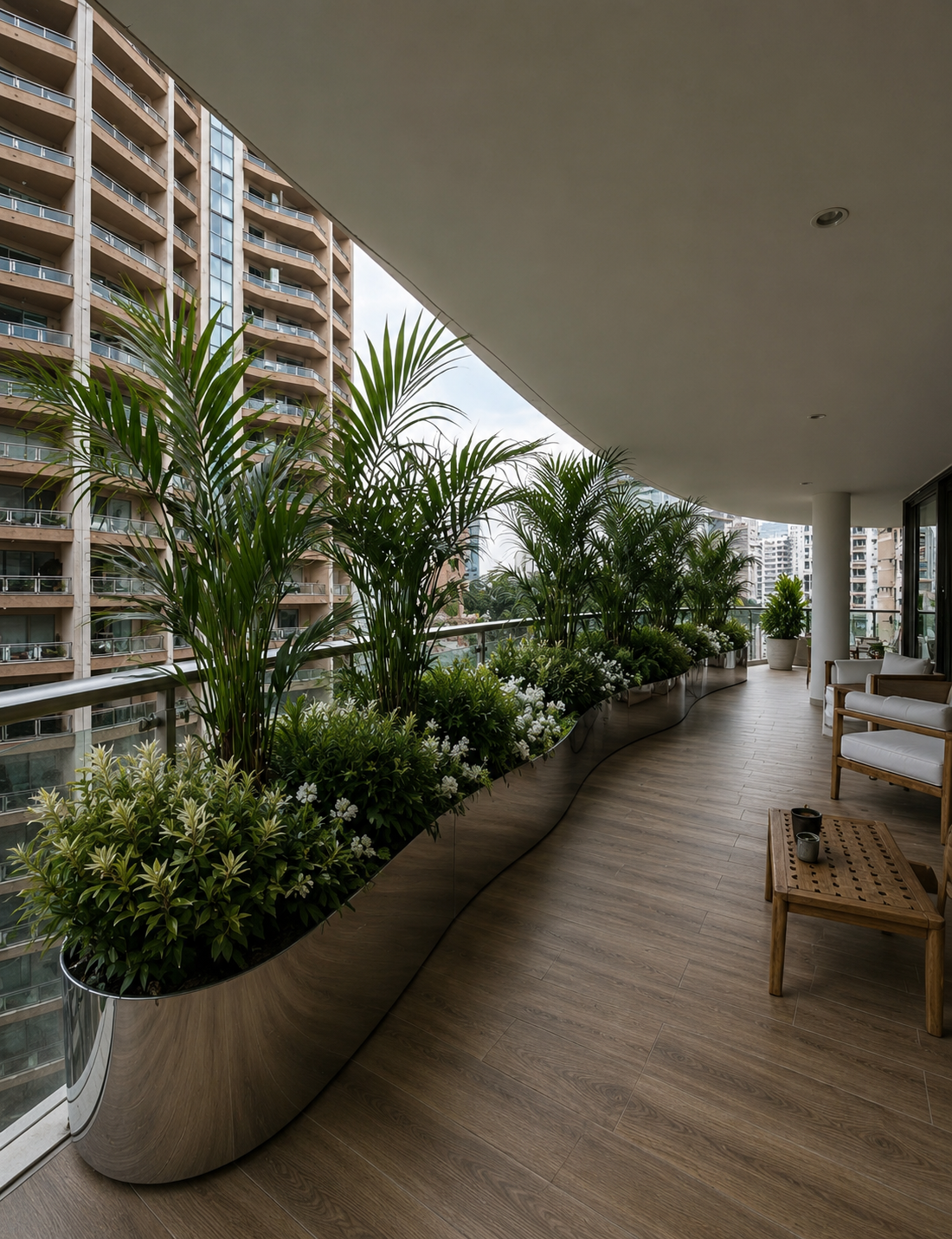 Terrasse à Monte-Carlo — bacs aluminium sur mesure et plantations